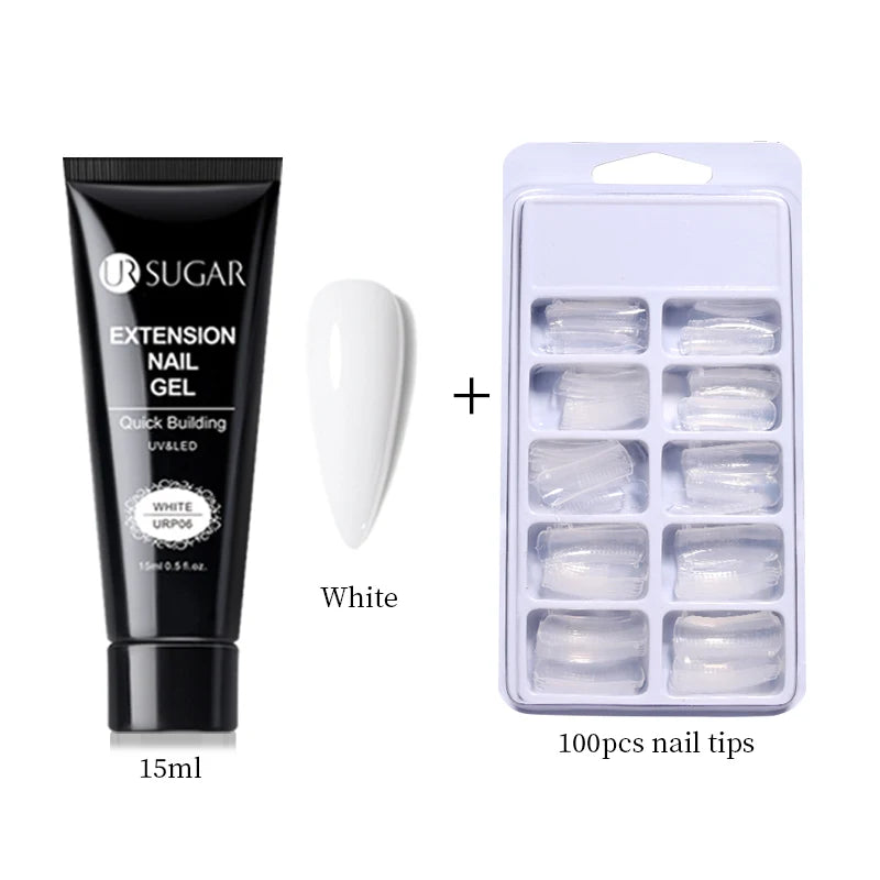 UR SUGAR 15ml Nail Extension Gel Soak Off UV LED Acrylic Crystal White Clear Nude Gel Nail Polish UV Construction Gel