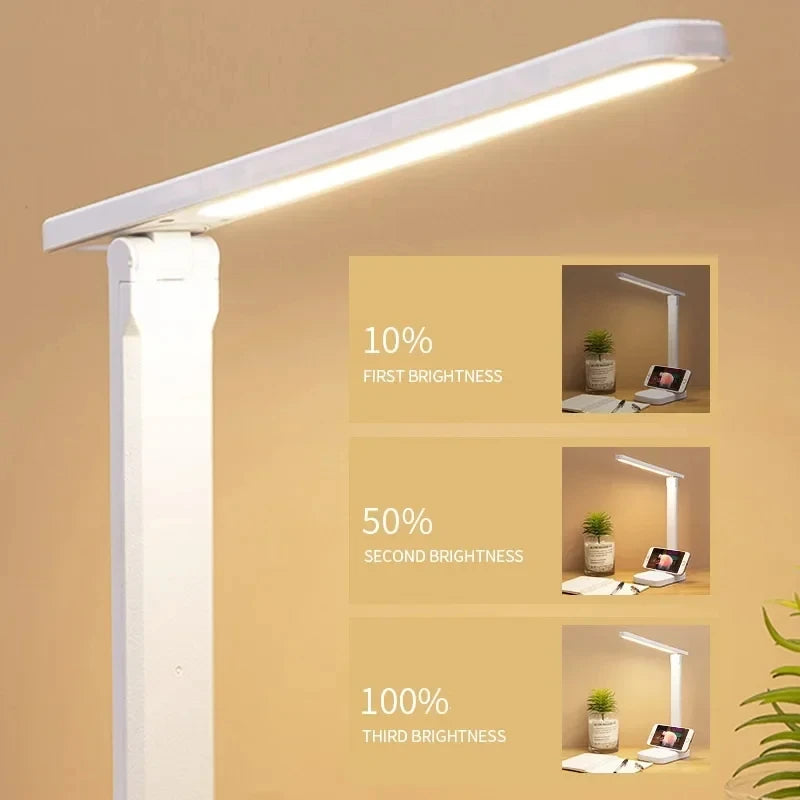 6000mAh LED Table Lamp USB Chargeable 3-Color Stepless Dimmable Desk Lamp Touch Foldable Eye Protection Reading Night Light