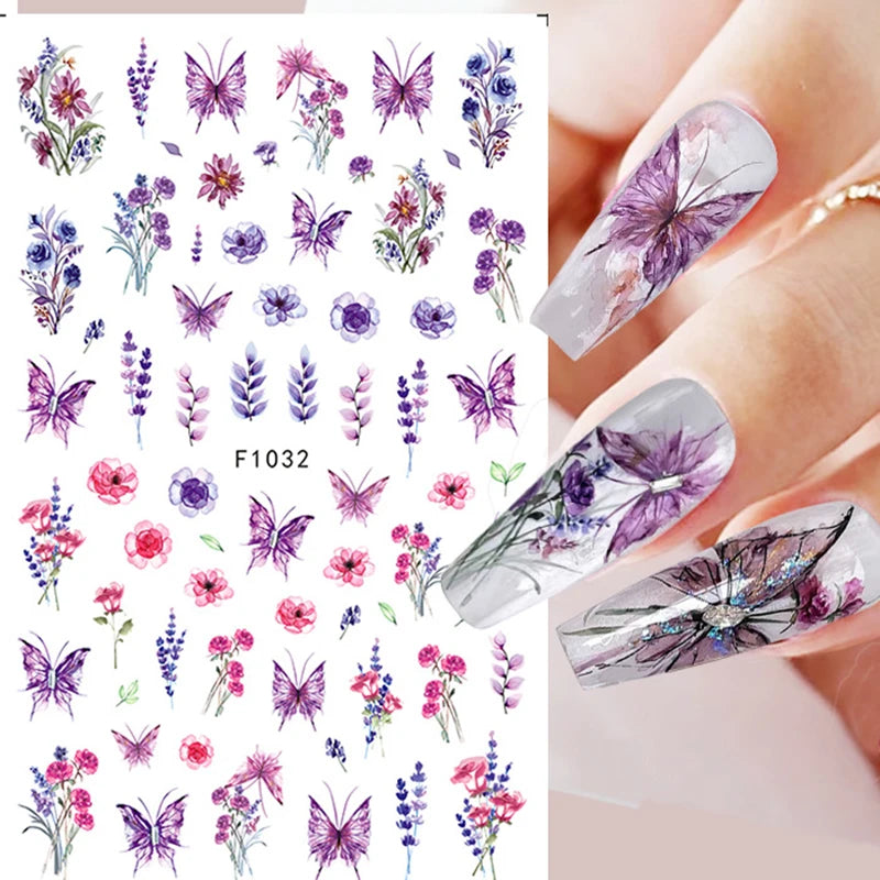 1PCS 3D Laser Heart Letter Nail Sticker Nail Art Decoration Flower Star Nail Accessories Decal Stickers Nail Supplies Nail Parts