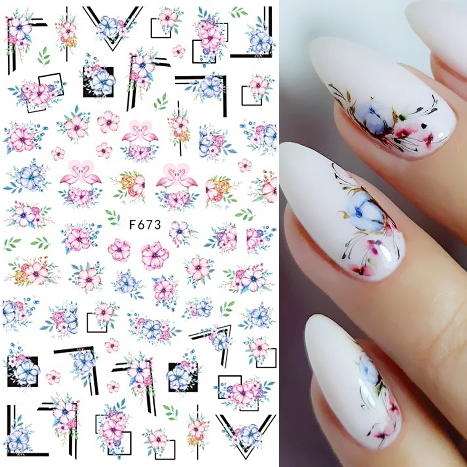 1PCS 3D Laser Heart Letter Nail Sticker Nail Art Decoration Flower Star Nail Accessories Decal Stickers Nail Supplies Nail Parts