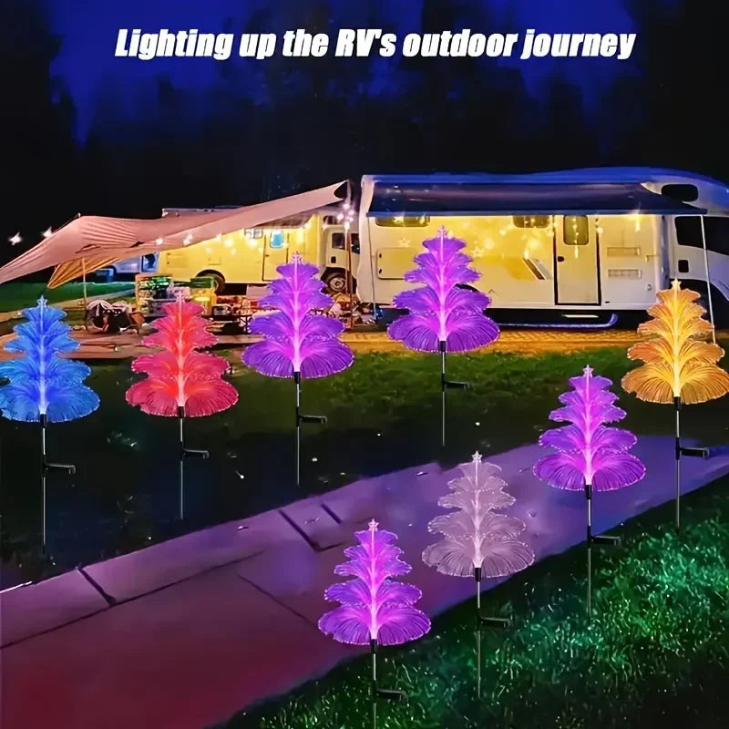 1PC Outdoor Solar Garden Lights 7 Colors Variable Solar Stake Jellyfish Reed Lights Solar Outdoor Color Changing Lights