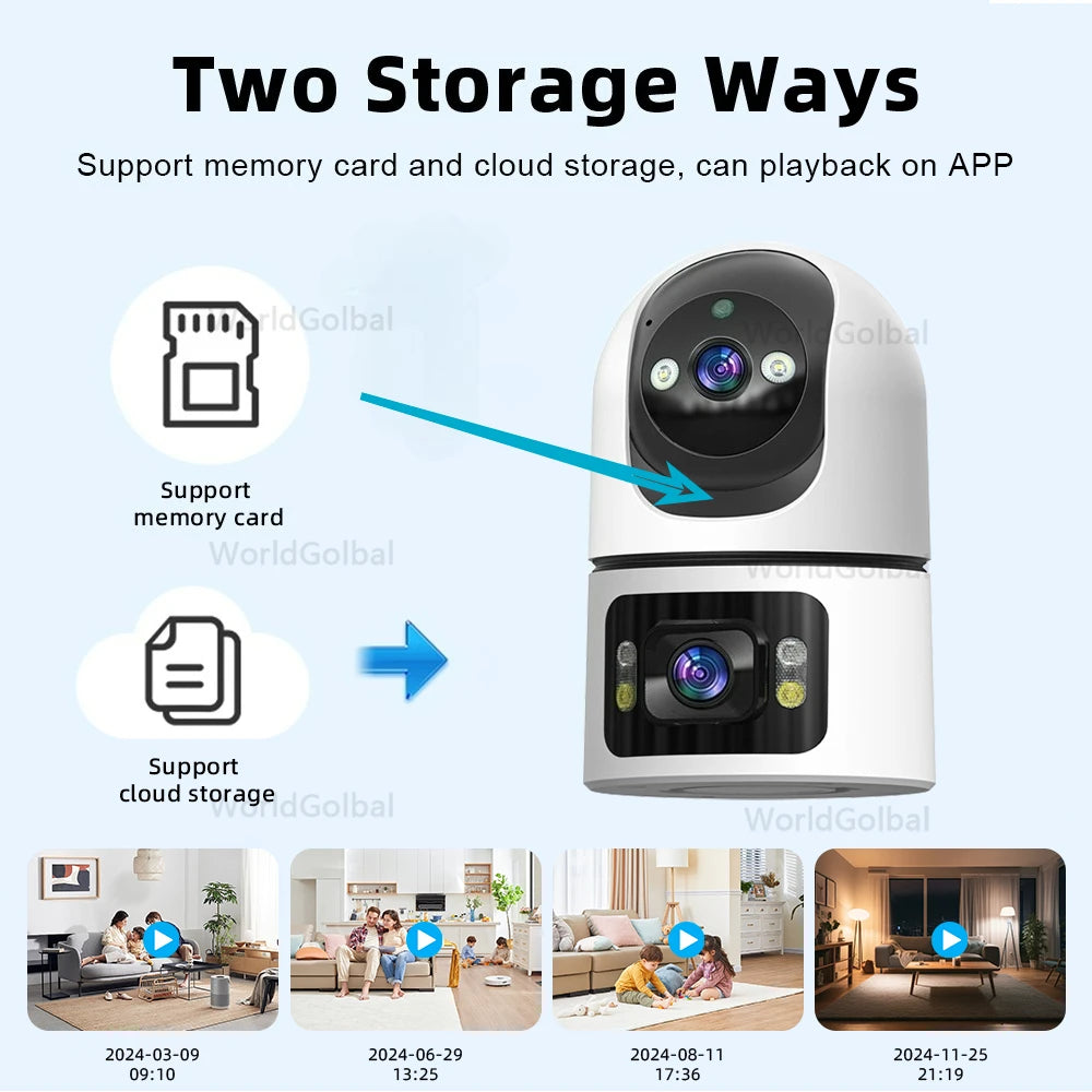 4K 8MP Tuya WiFi Indoor Smart Camera UHD Dual Screen Lens Infrared Night Vision Motion Detection Auto Track Two-Way Audio Tuya