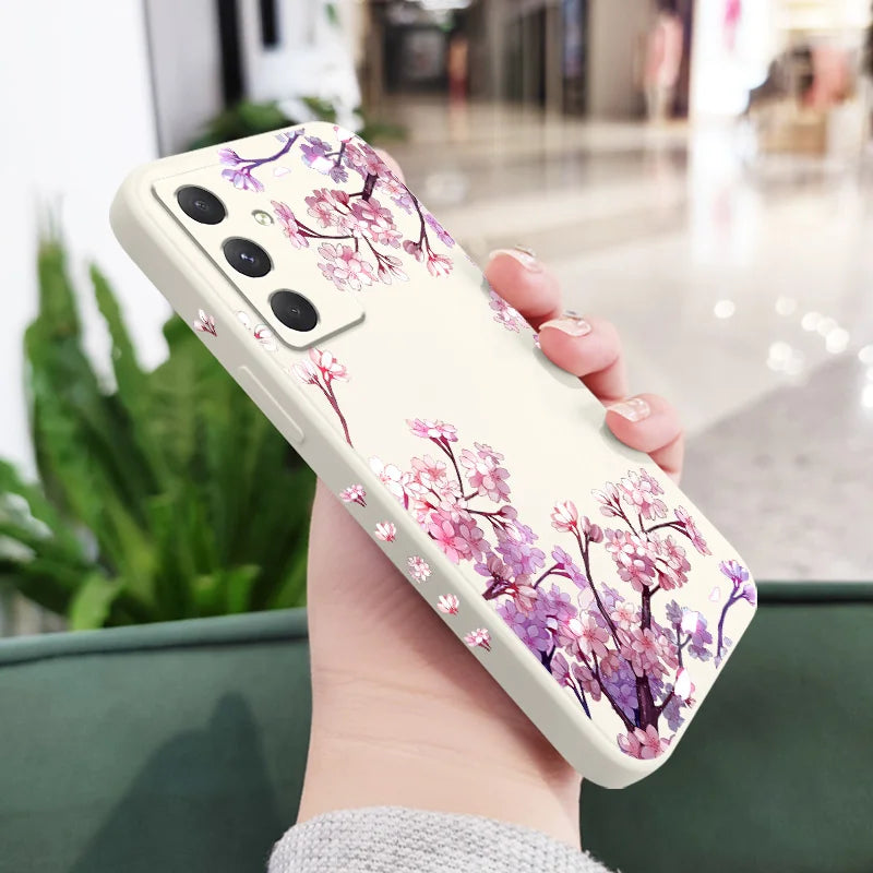 Falling Flowers Phone Case For Samsung Galaxy A56 A55 A36 A35 A26 A25 A15 A17 A16 A07 A06 A05 A54 A34 A24 A14 A04 A04S A04E 5G