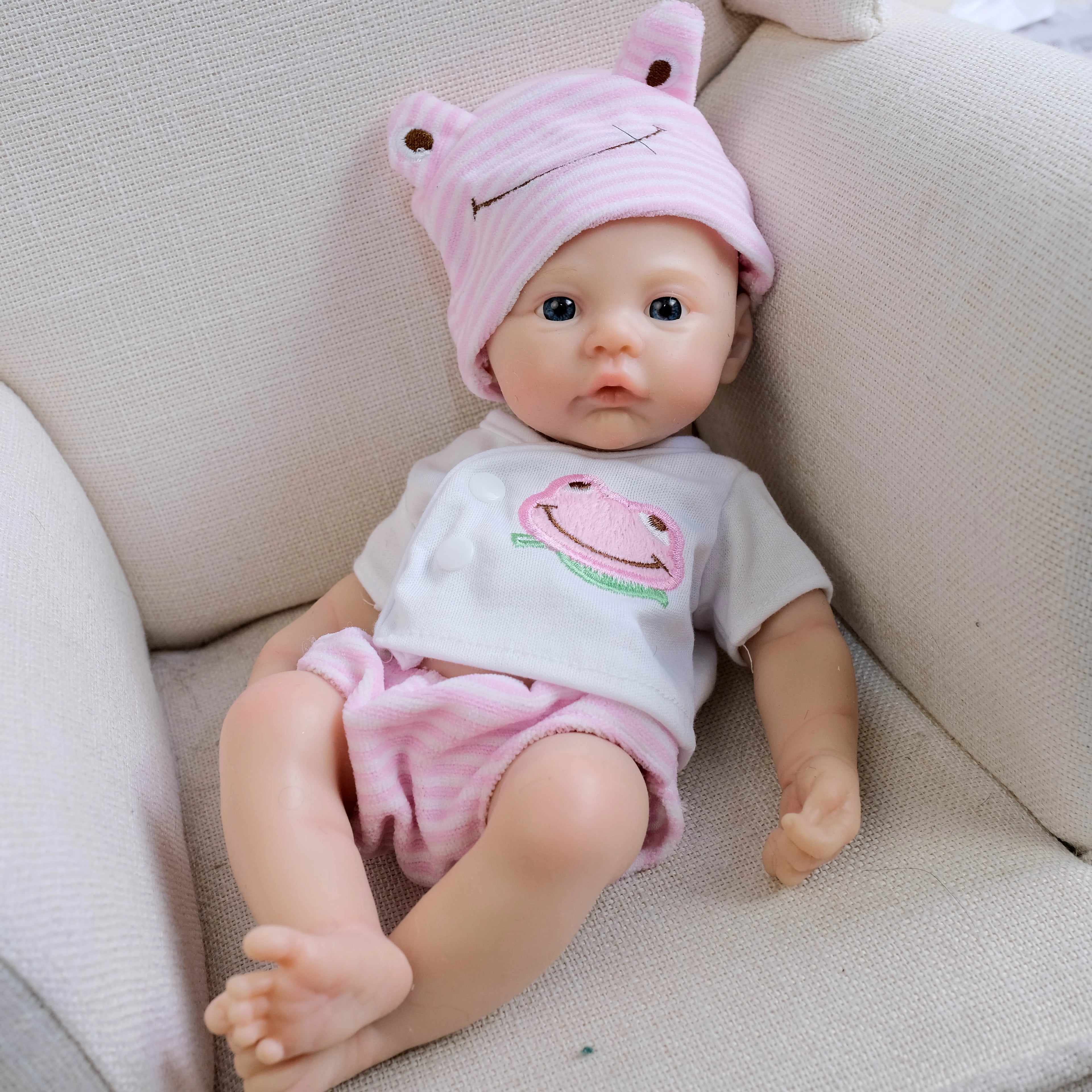 NPK 12-inch Meadow Full Solid Silicone Flexible Elastic Super Soft Cute Small Size Lifelike Reborn Baby Doll