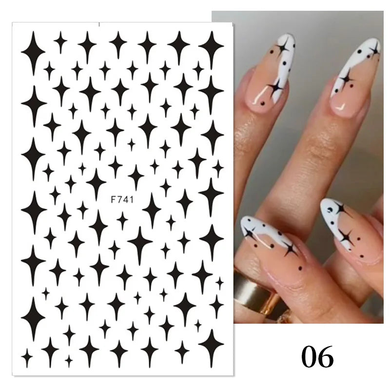 1PCS 3D Laser Heart Letter Nail Sticker Nail Art Decoration Flower Star Nail Accessories Decal Stickers Nail Supplies Nail Parts