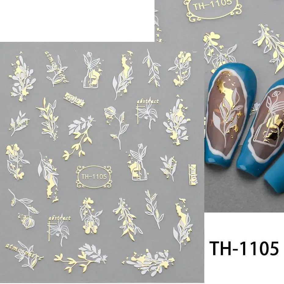 1PCS 3D Laser Heart Letter Nail Sticker Nail Art Decoration Flower Star Nail Accessories Decal Stickers Nail Supplies Nail Parts