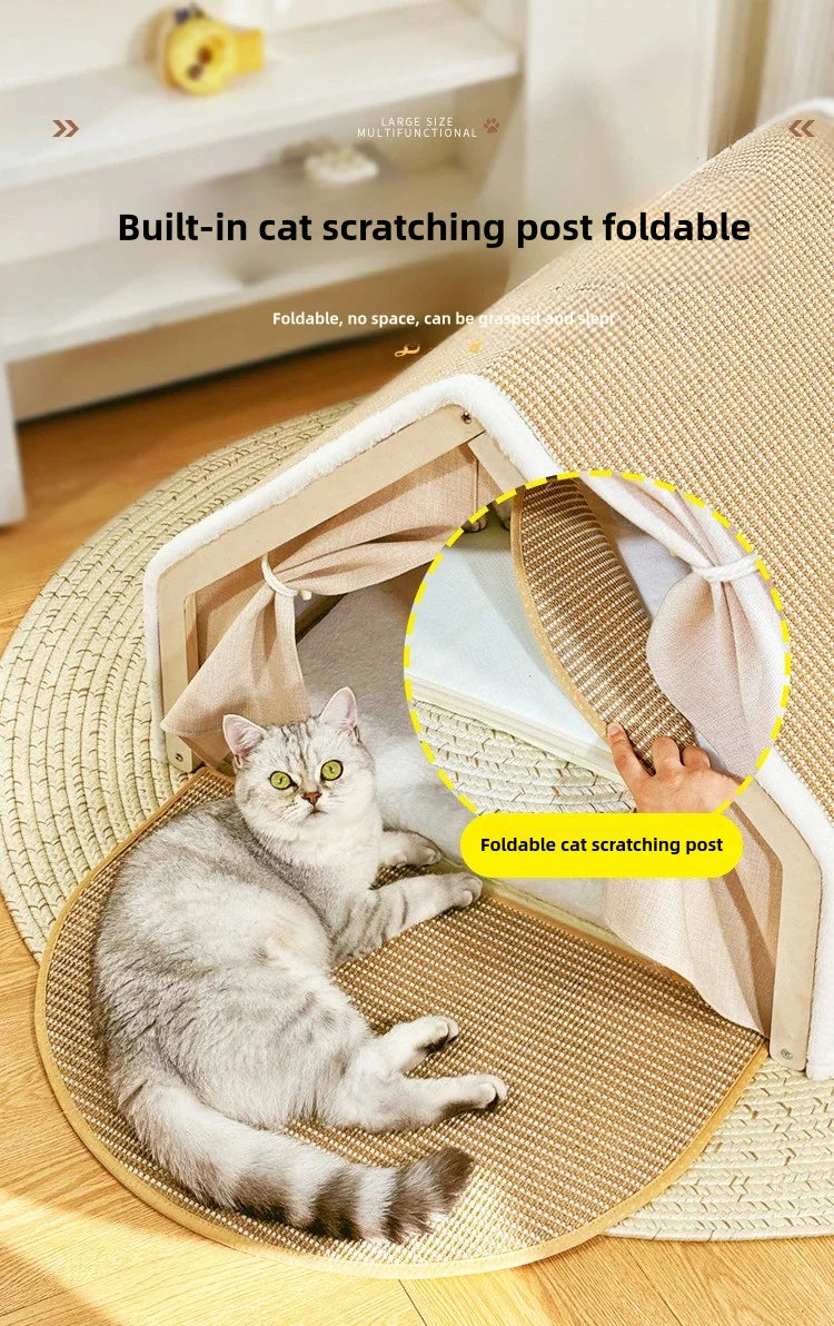 CozyClaw™ Foldable Sisal Cat House
