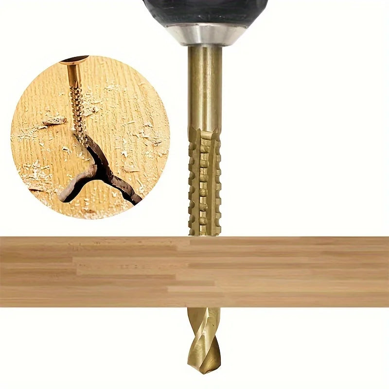 6pcs/set Step Drill Bit Set, 4-32mm Woodworking Hole Cutter, Titanium Coated High-Speed Steel, Includes 3mm/6mm/8mm Sawtooth Bit