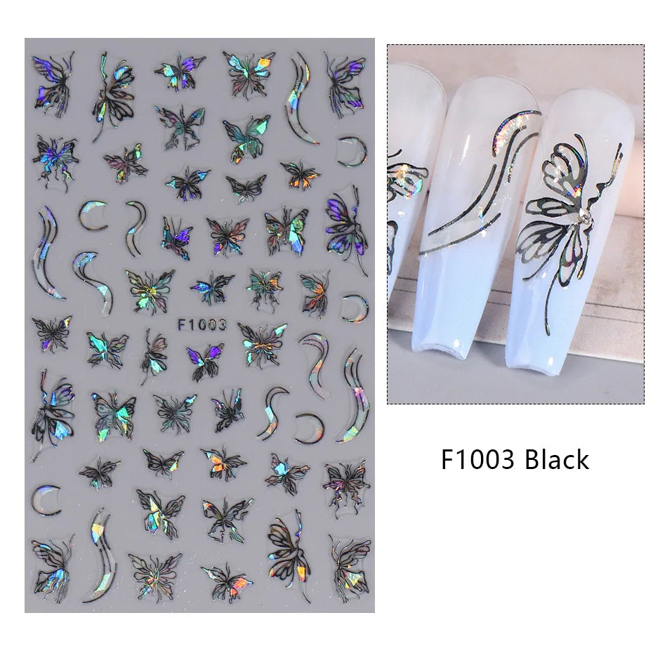 1PCS 3D Laser Heart Letter Nail Sticker Nail Art Decoration Flower Star Nail Accessories Decal Stickers Nail Supplies Nail Parts