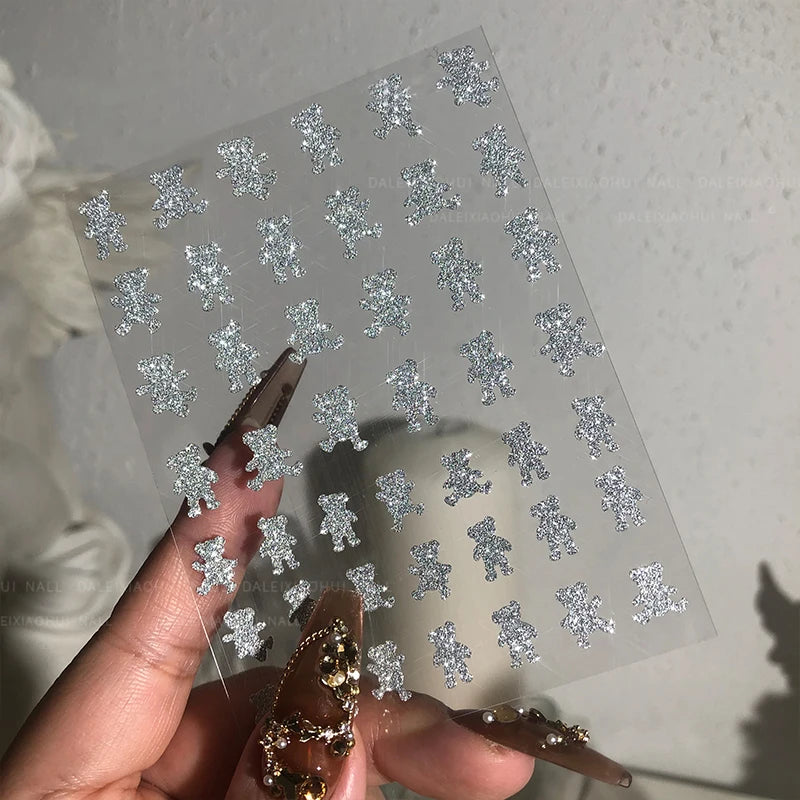 1PCS 3D Laser Heart Letter Nail Sticker Nail Art Decoration Flower Star Nail Accessories Decal Stickers Nail Supplies Nail Parts