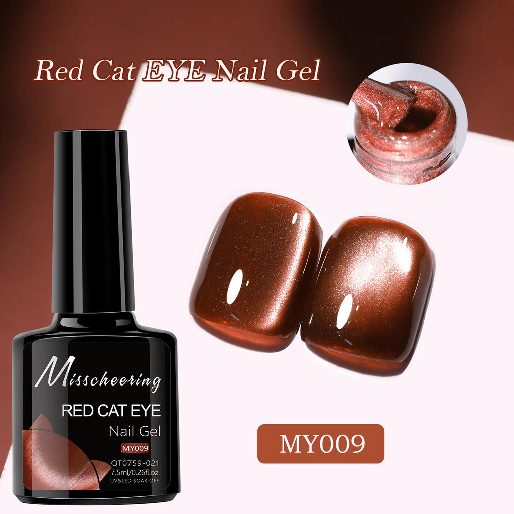 7.5ml Red Ruby Cat Eye Magnetic Gel Nail Polish For Nails Toes DIY Sparking Glass Varnis Semi Permanent Soak Off UV LED Gel