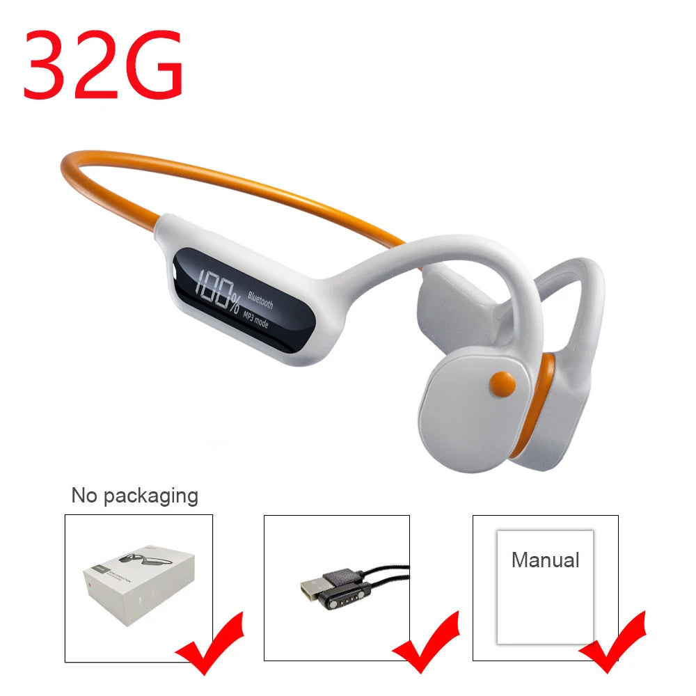 Bone Conduction Earphones Bluetooth Wireless IPX8 Waterproof MP3 Player Hifi Ear-hook Headphone With Mic Headset For Swimming