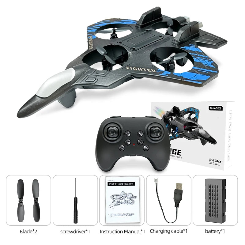 L101 Foam RC Plane F22 Raptor 2.4G 2CH Remote Control Airplane Stunt Fly Aircraft With LED Four Fan 360° One Key Fly Roll Rotate