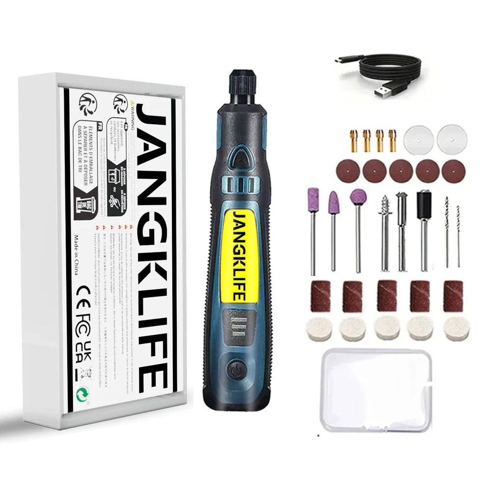 JANGKLIFE USB Cordless Rotary Tool Kit Woodworking Engraving Pen DIY For Jewelry Metal Glass Mini Wireless Drill