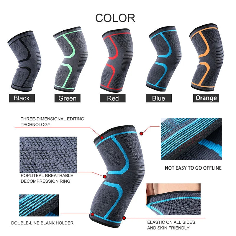 1/2PCS Fitness Running Cycling Knee Support Braces Elastic Nylon Sport Compression Knee Pad Sleeve for Basketball Volleyball