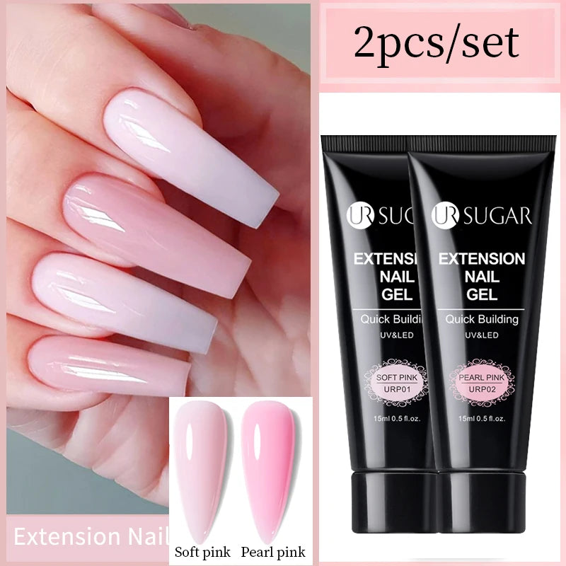 UR SUGAR 15ml Nail Extension Gel Soak Off UV LED Acrylic Crystal White Clear Nude Gel Nail Polish UV Construction Gel