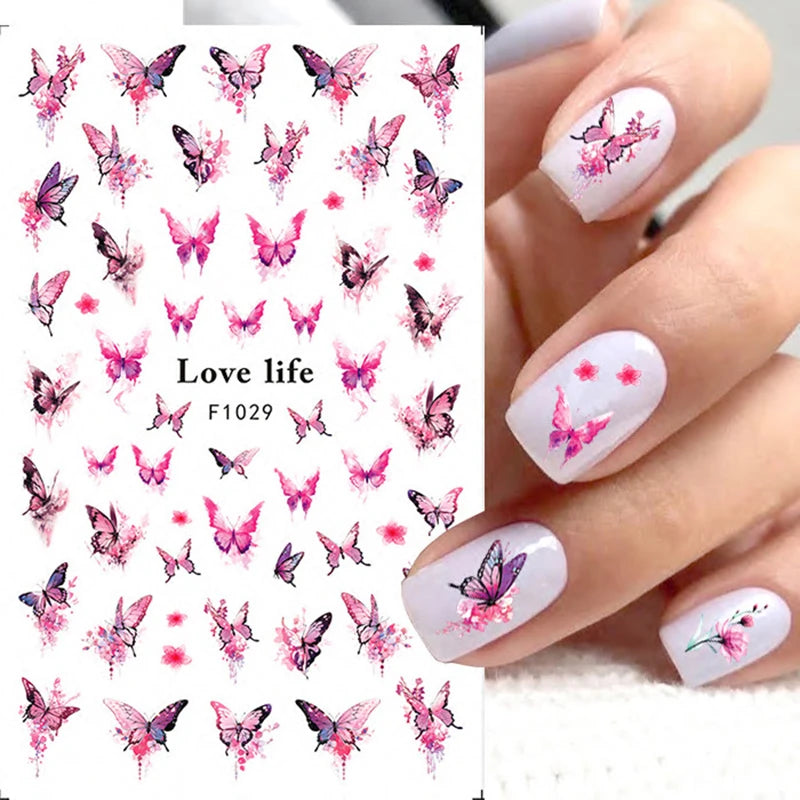 1PCS 3D Laser Heart Letter Nail Sticker Nail Art Decoration Flower Star Nail Accessories Decal Stickers Nail Supplies Nail Parts