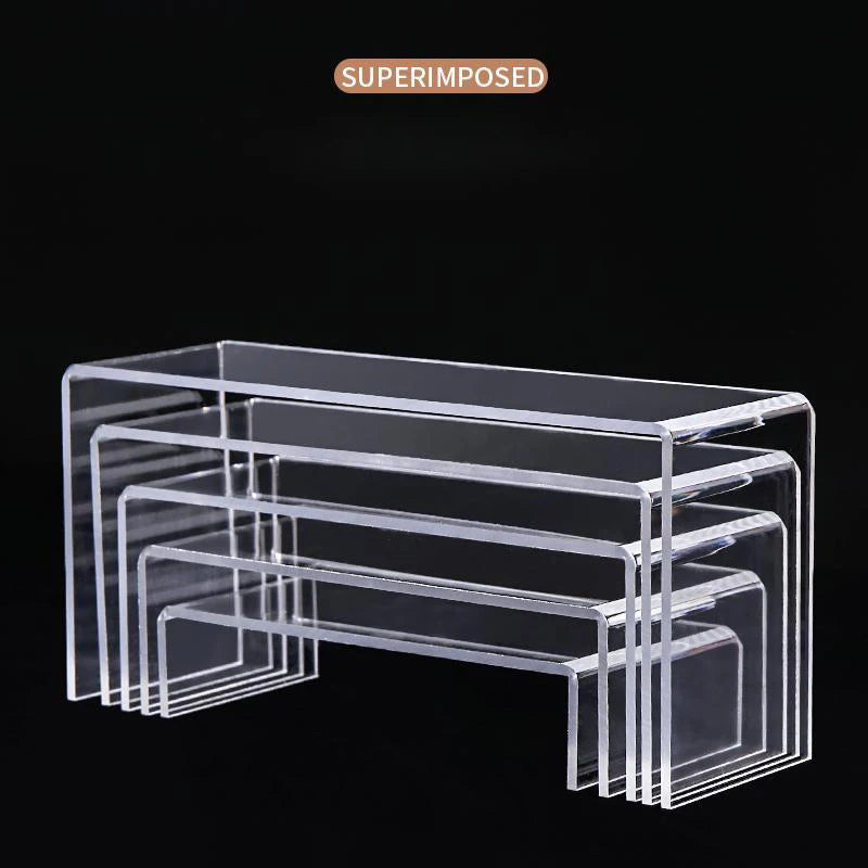 15 Size U Shape Acrylic Display Risers Shelf Showcase Fixtures for Jewelry, Display Stand for Amiibo Funko POP Figures Cupcake
