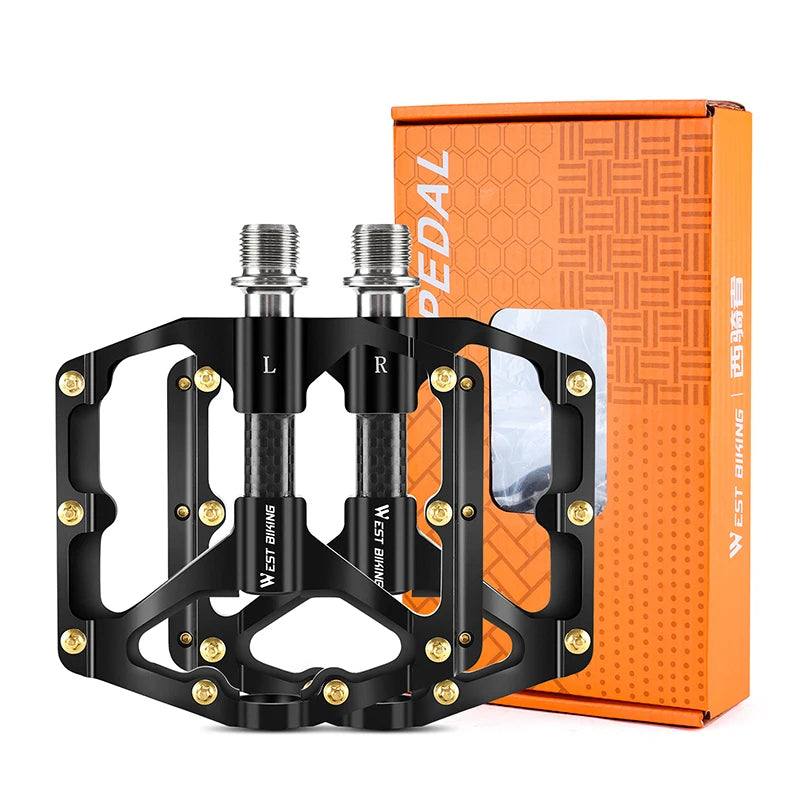 WEST BIKING 3 Bearings Bicycle Pedals Ultralight BMX MTB Road Bike Flat Pedal Aluminum Anti-slip Waterproof Cycling Accessories