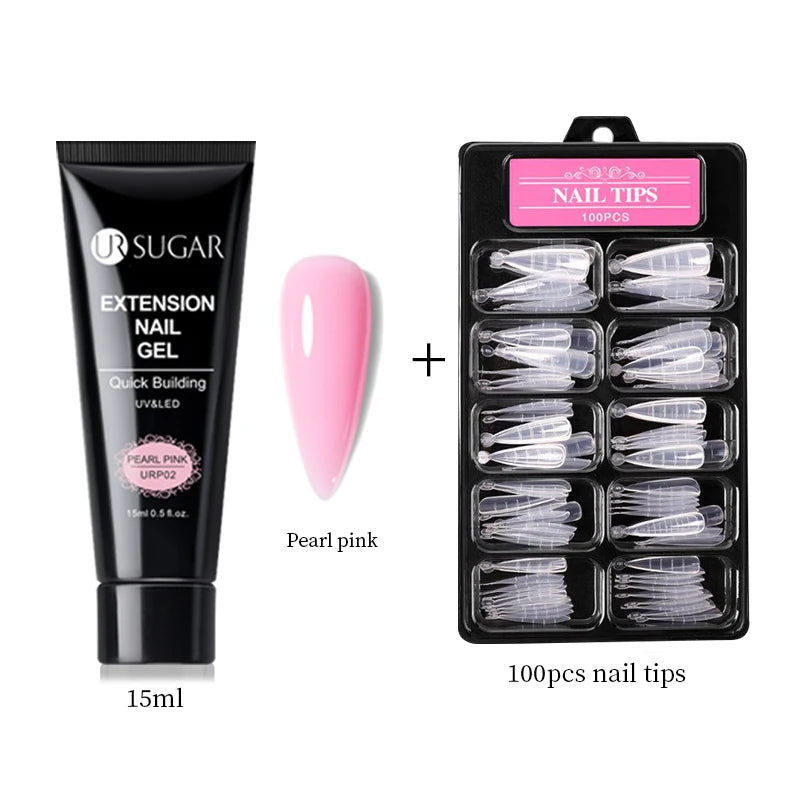 UR SUGAR 15ml Nail Extension Gel Soak Off UV LED Acrylic Crystal White Clear Nude Gel Nail Polish UV Construction Gel