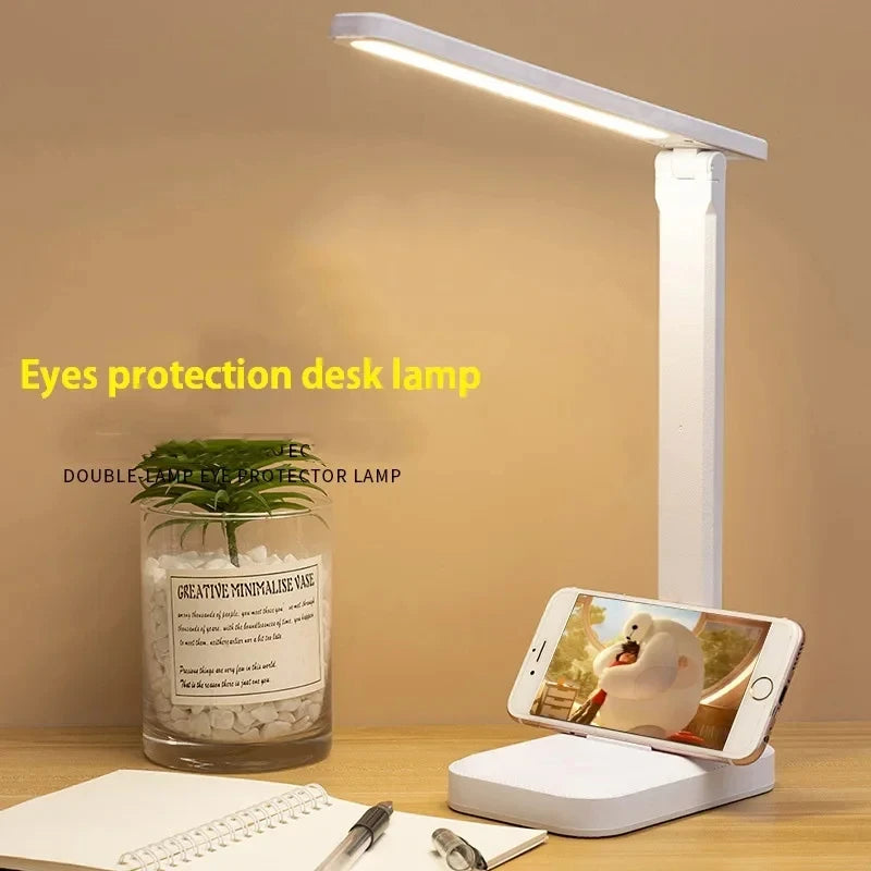 6000mAh LED Table Lamp USB Chargeable 3-Color Stepless Dimmable Desk Lamp Touch Foldable Eye Protection Reading Night Light