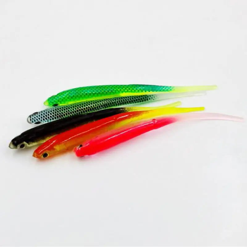 1pcs Rainbow Color  T Tail Soft Fishing Bait 2.2g 10cm Swimbait Sequin Swing Worm Fishing Lures Spinner Baits Pesca