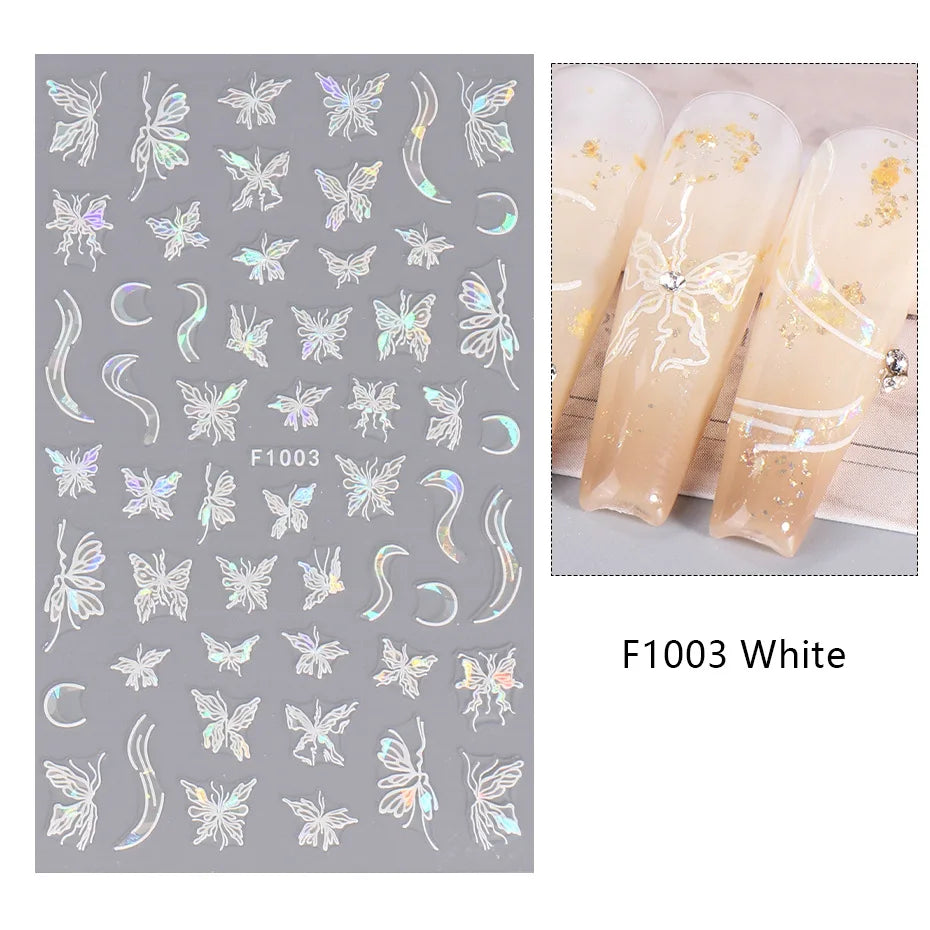 1PCS 3D Laser Heart Letter Nail Sticker Nail Art Decoration Flower Star Nail Accessories Decal Stickers Nail Supplies Nail Parts