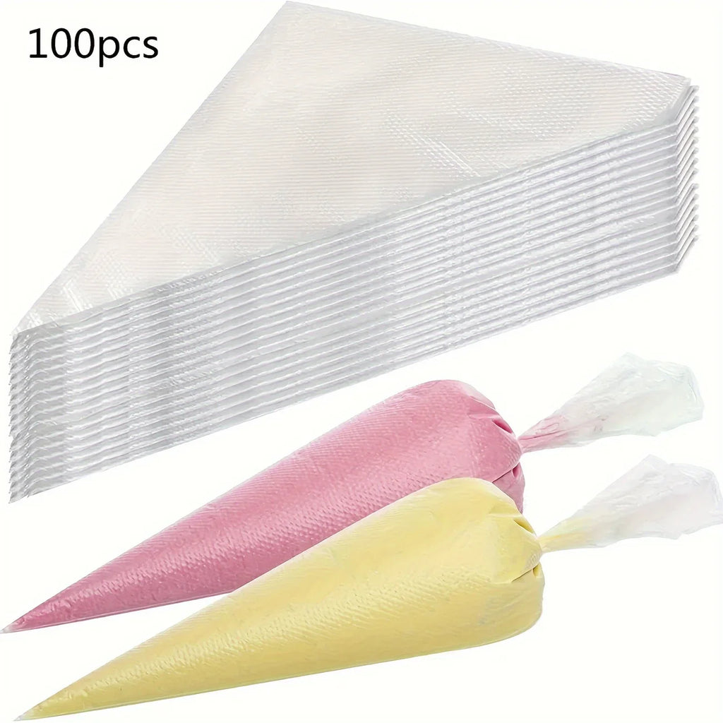 100PCS Disposable Pastry Bags, Extra Strong&Leak-Proof Piping Bags for Cake Decorating,Baking,Icing,and Crafts–Durable&Food Safe