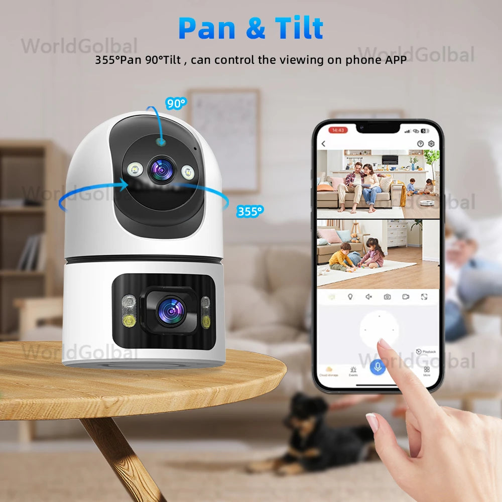 4K 8MP Tuya WiFi Indoor Smart Camera UHD Dual Screen Lens Infrared Night Vision Motion Detection Auto Track Two-Way Audio Tuya
