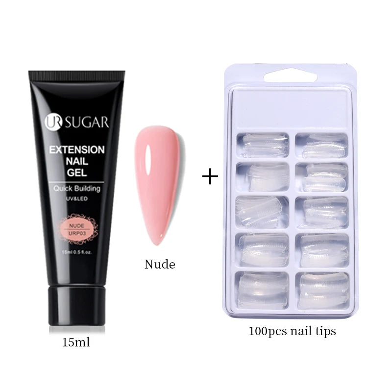 UR SUGAR 15ml Nail Extension Gel Soak Off UV LED Acrylic Crystal White Clear Nude Gel Nail Polish UV Construction Gel