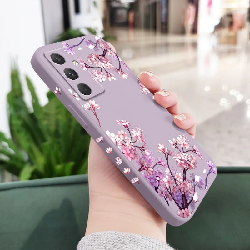 Falling Flowers Phone Case For Samsung Galaxy A56 A55 A36 A35 A26 A25 A15 A17 A16 A07 A06 A05 A54 A34 A24 A14 A04 A04S A04E 5G