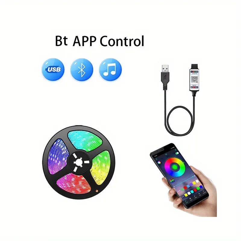 1M/3M/5M 5050 RGB Led Strip Lights Smart Application Remote Color Changing For TV LED Backlight Room Decorative Party Festival