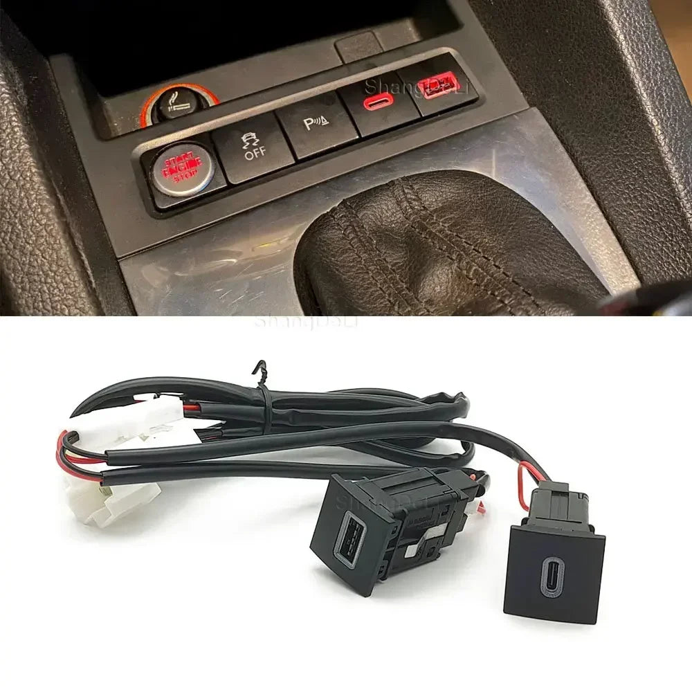 NEW Red LED Car USB Charger PD Quick Charge Phone Charging Adapter Outlet Button For VW Golf 6 MK6 Jetta 5 Scirocco 2006 - 2012