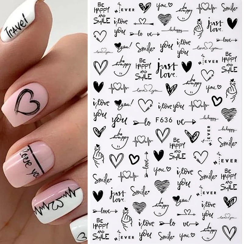 1PCS 3D Laser Heart Letter Nail Sticker Nail Art Decoration Flower Star Nail Accessories Decal Stickers Nail Supplies Nail Parts