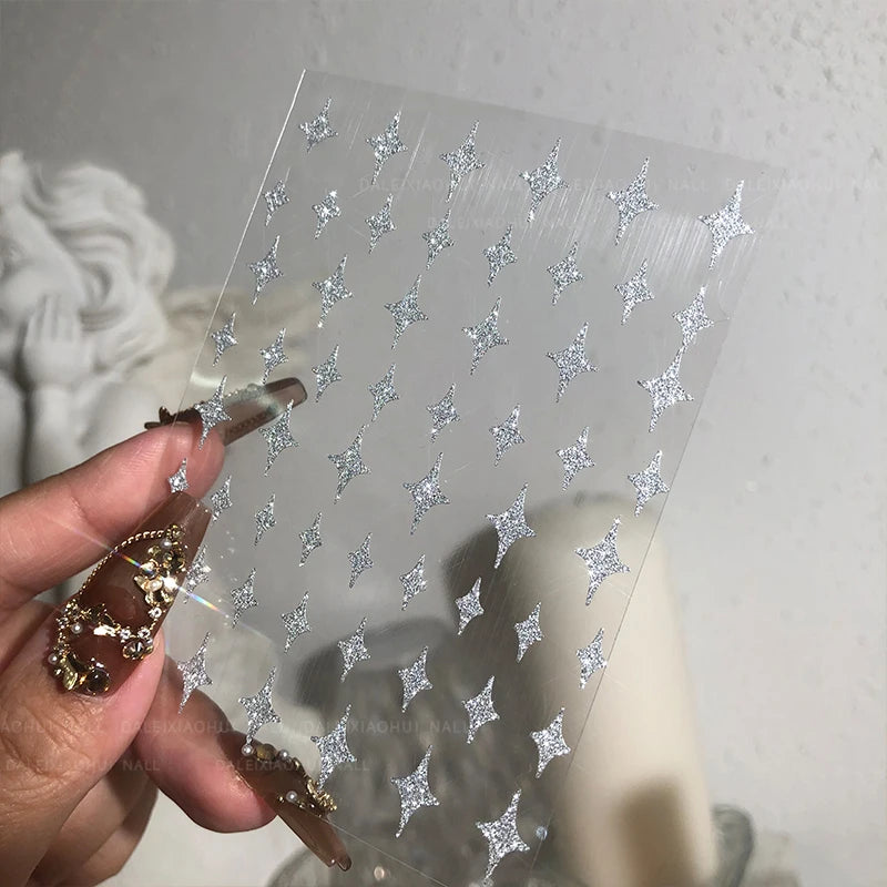 1PCS 3D Laser Heart Letter Nail Sticker Nail Art Decoration Flower Star Nail Accessories Decal Stickers Nail Supplies Nail Parts