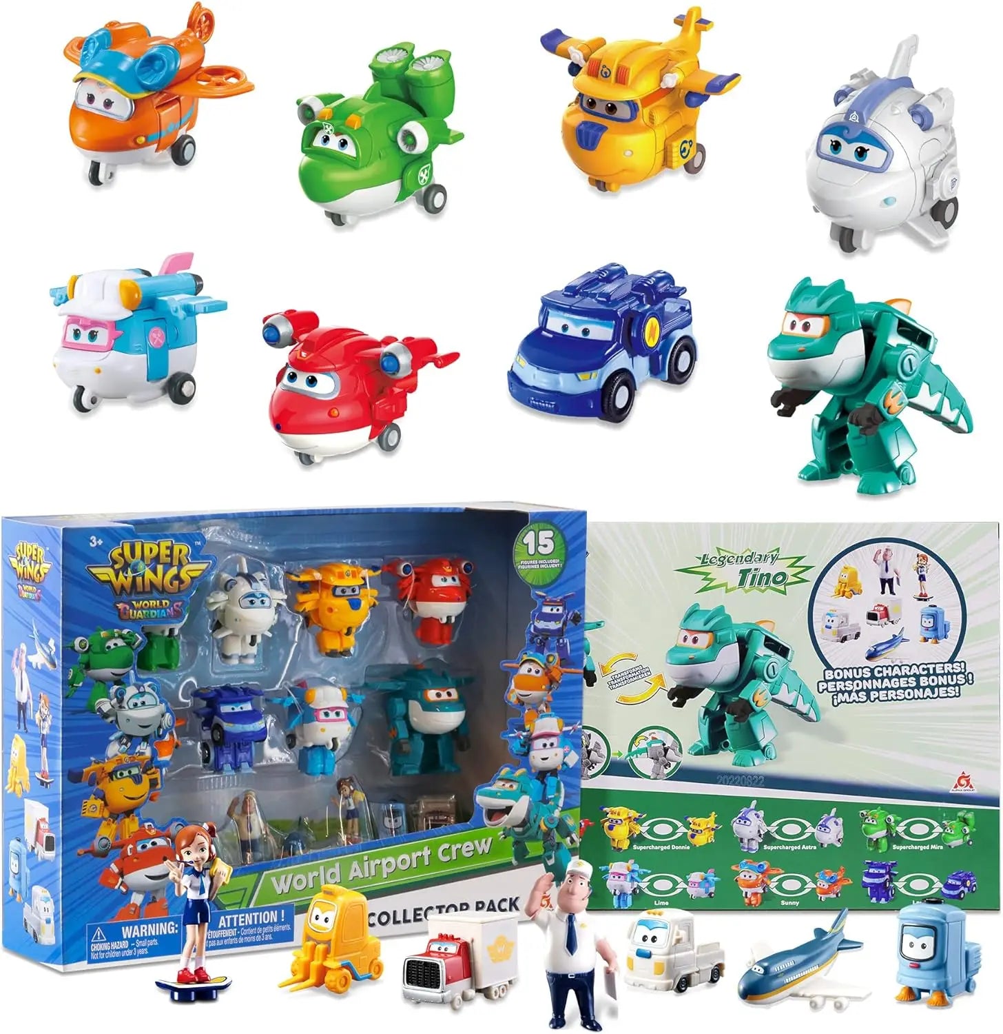 Super Wings 14-Pack Transforming Toys, 2 inch Airplane Collector Character Toy with Dinosaur Mini Collectible Action Figure with