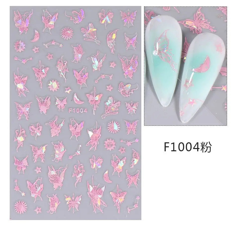 1PCS 3D Laser Heart Letter Nail Sticker Nail Art Decoration Flower Star Nail Accessories Decal Stickers Nail Supplies Nail Parts