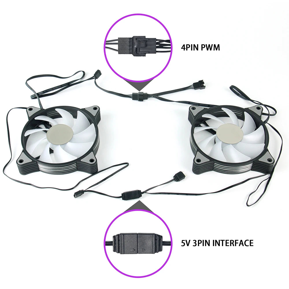 Aigo AR12PRO Computer Case Fan Ventoinha PC magnetic light bar 120mm RGB Fan 4pin PWM CPU Cooling Fan 3p5v Argb 12cm Ventilador