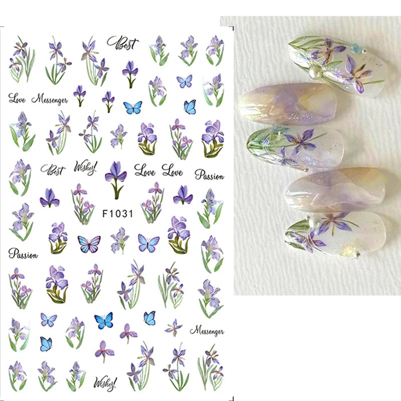 1PCS 3D Laser Heart Letter Nail Sticker Nail Art Decoration Flower Star Nail Accessories Decal Stickers Nail Supplies Nail Parts