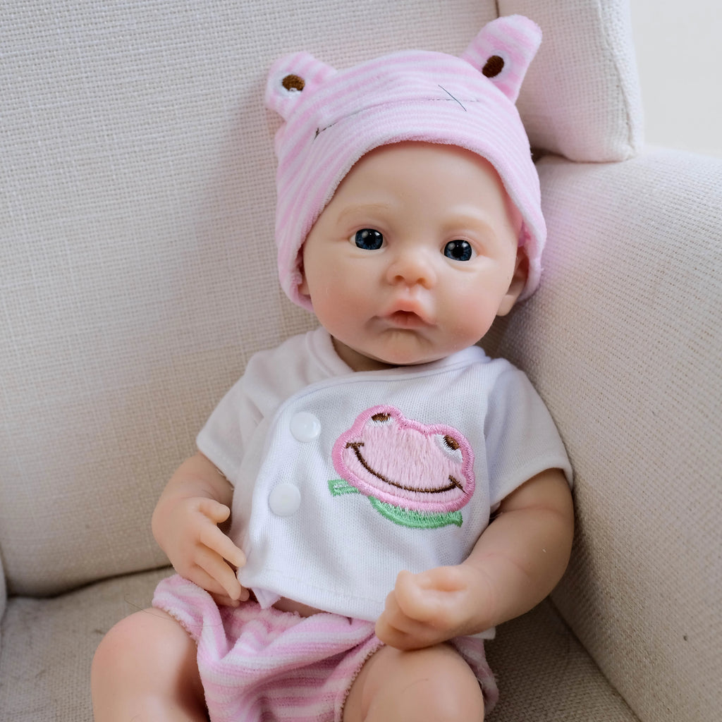 NPK 12-inch Meadow Full Solid Silicone Flexible Elastic Super Soft Cute Small Size Lifelike Reborn Baby Doll