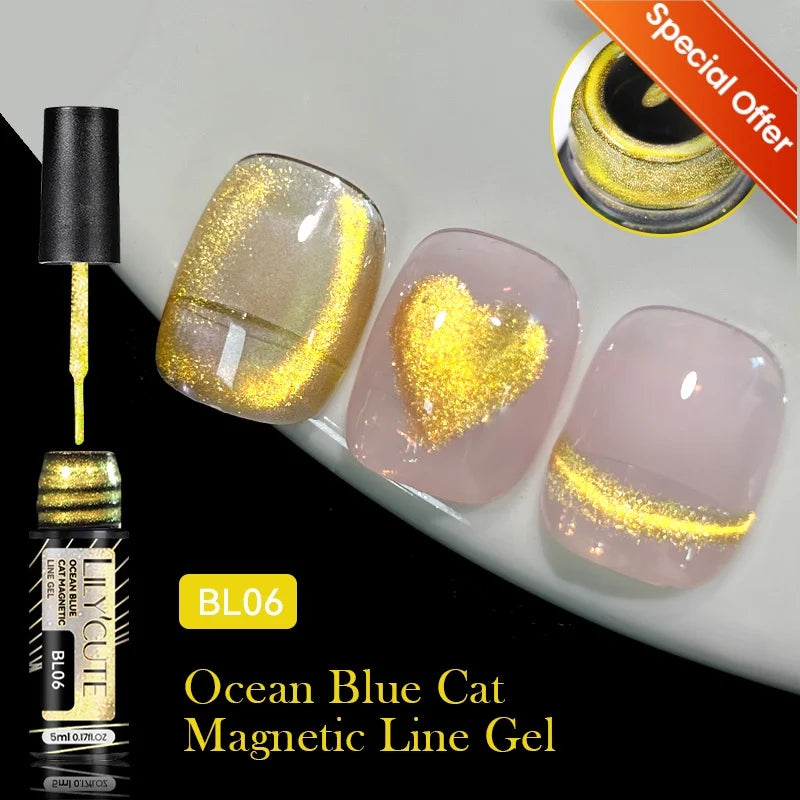 LILYCUTE  5ml Gold Sliver Metallic Liner Gel Nail Polish French Style Super Bright Mirror Pull Line Graffiti Painting Stripe Gel