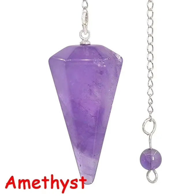 Natural Stone Quartz Agates Pendant  Amethyst Charm Pendulum Pendants For Divination Dowsing  Crystals