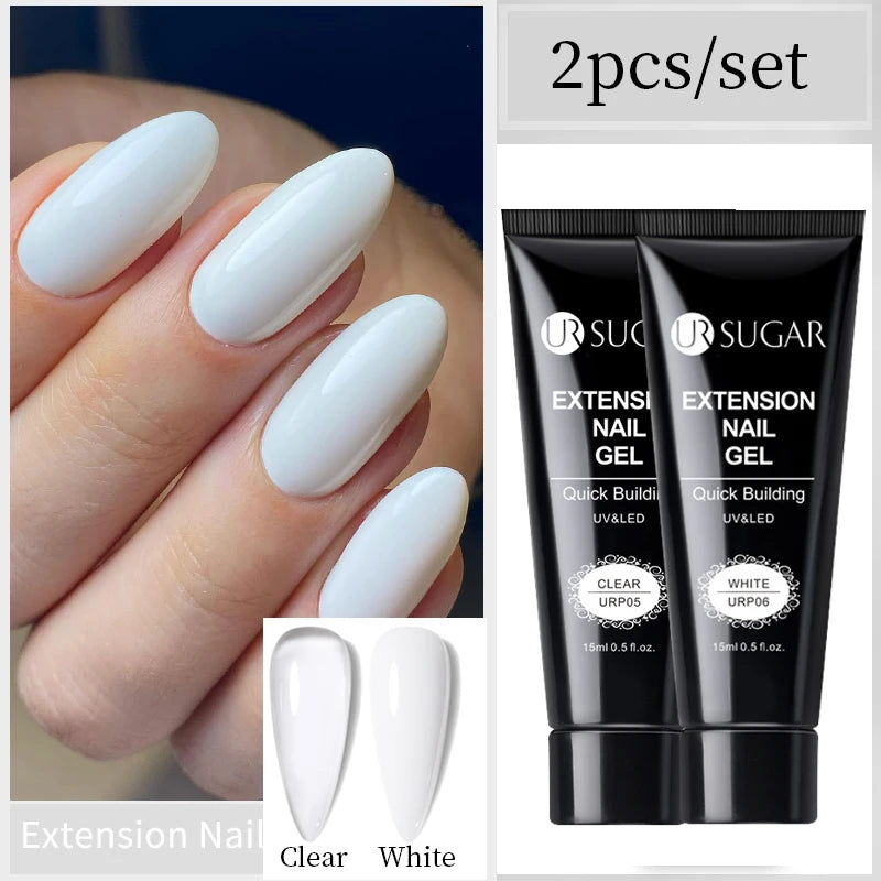 UR SUGAR 15ml Nail Extension Gel Soak Off UV LED Acrylic Crystal White Clear Nude Gel Nail Polish UV Construction Gel