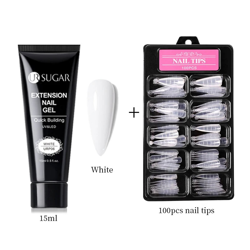 UR SUGAR 15ml Nail Extension Gel Soak Off UV LED Acrylic Crystal White Clear Nude Gel Nail Polish UV Construction Gel