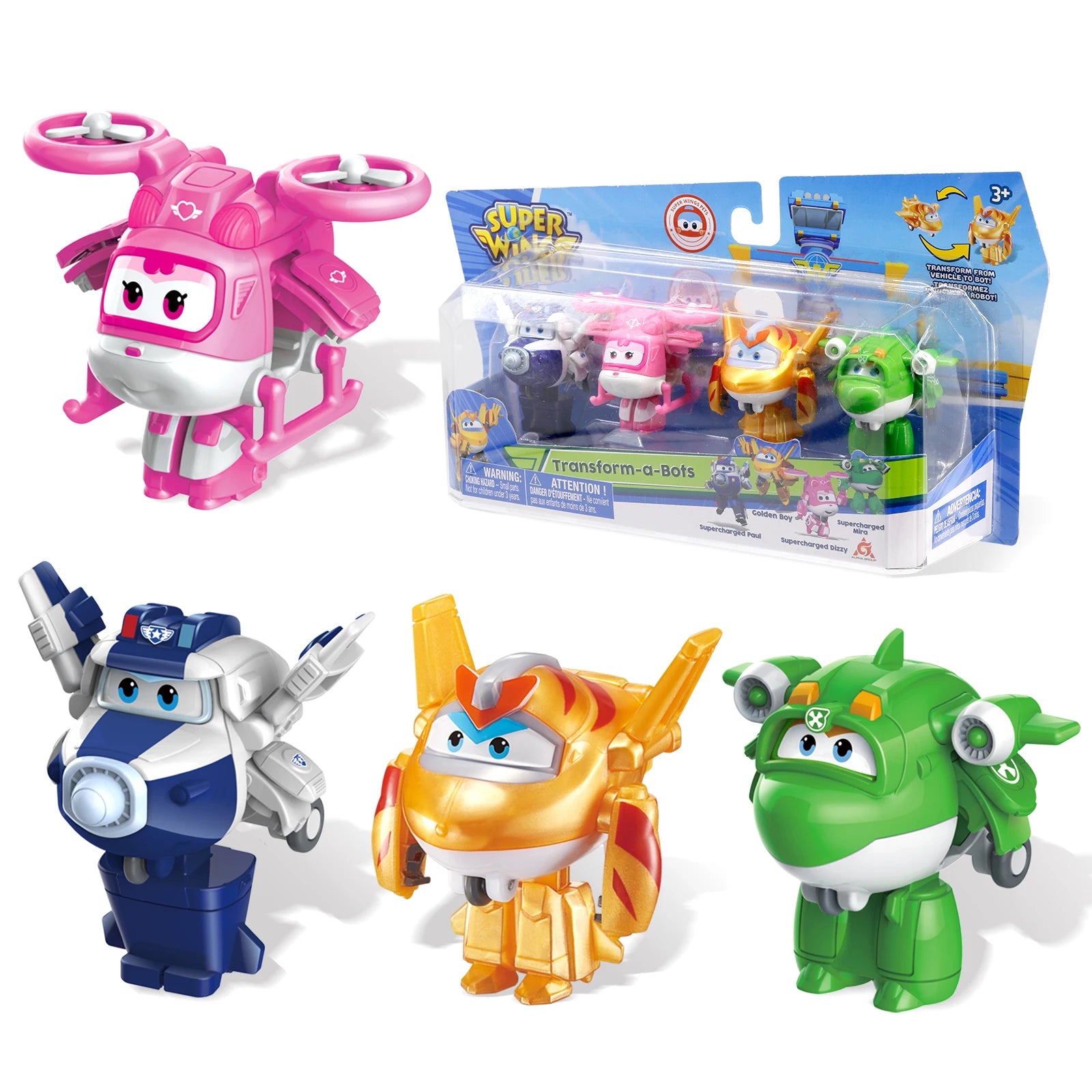 Super Wings 14-Pack Transforming Toys, 2 inch Airplane Collector Character Toy with Dinosaur Mini Collectible Action Figure with