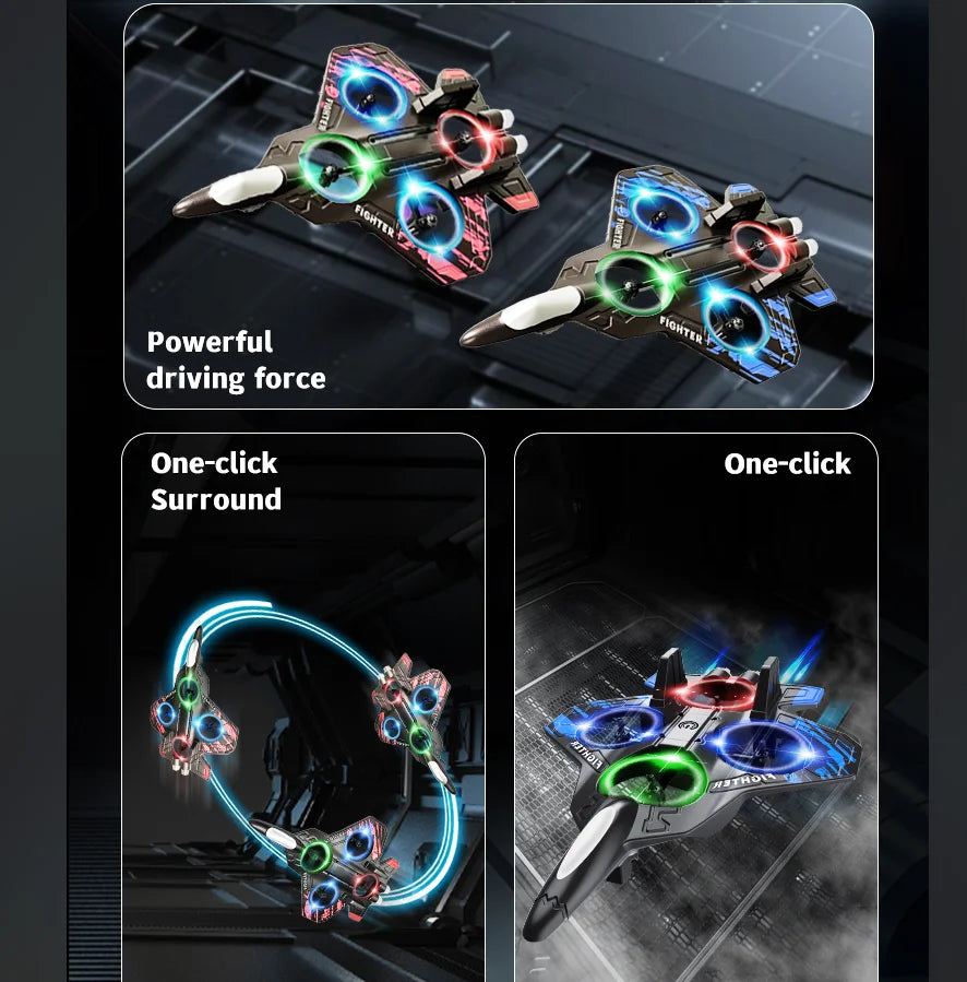 L101 Foam RC Plane F22 Raptor 2.4G 2CH Remote Control Airplane Stunt Fly Aircraft With LED Four Fan 360° One Key Fly Roll Rotate