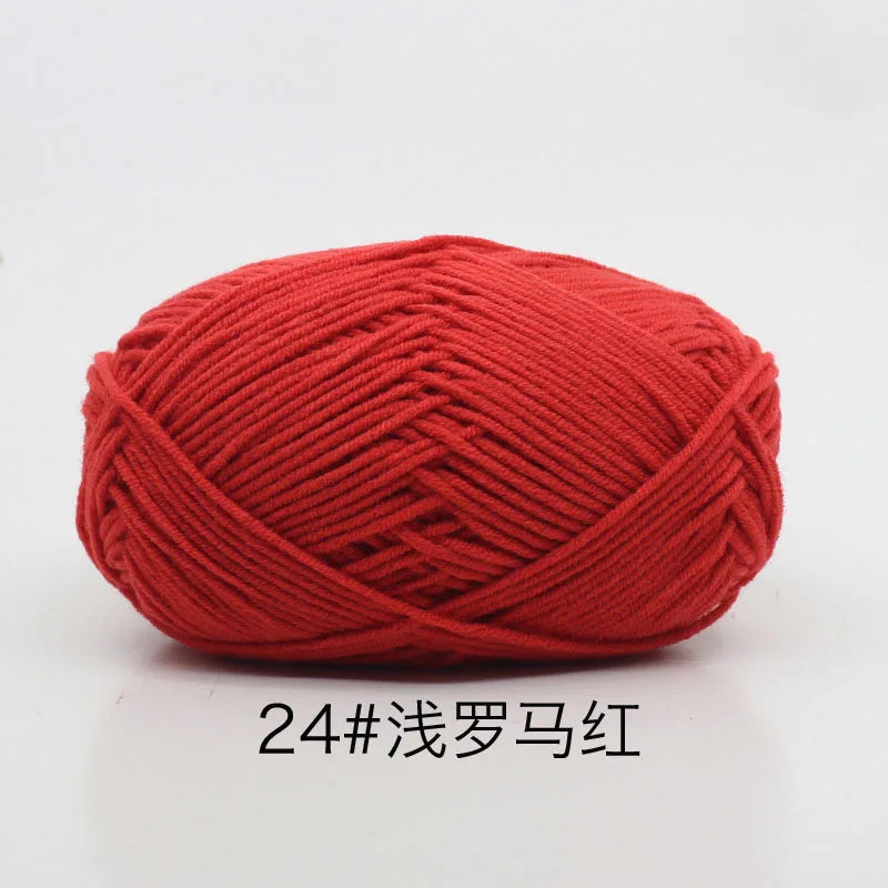 40-50g/Set 4ply Milk Cotton(80%) Knitting Yarn Needlework Dyed Lanas For Crochet Craft Sweater Hat Dolls At Low Price