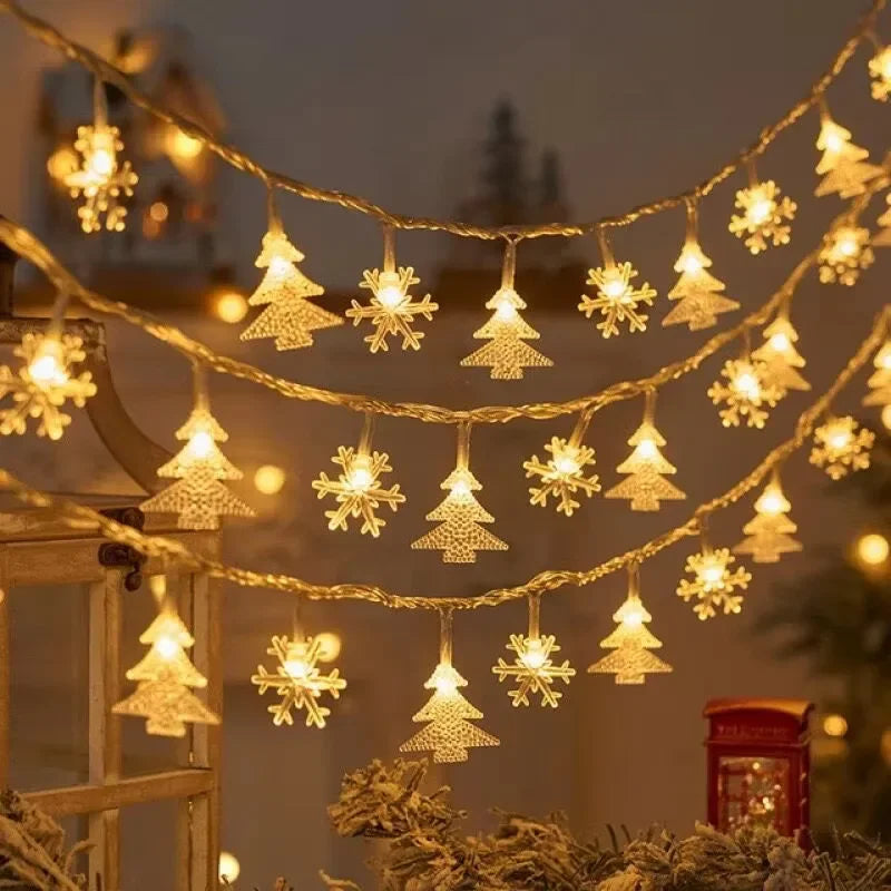 3M 2025 Christmas Decoration for Home Christmas Lights Snowflake String Lights Fairy LED Lamp New Year 2026 Tree Garden Noel 5
