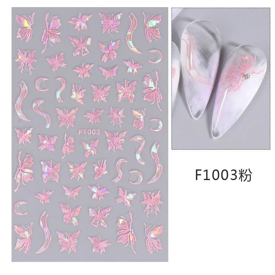 1PCS 3D Laser Heart Letter Nail Sticker Nail Art Decoration Flower Star Nail Accessories Decal Stickers Nail Supplies Nail Parts
