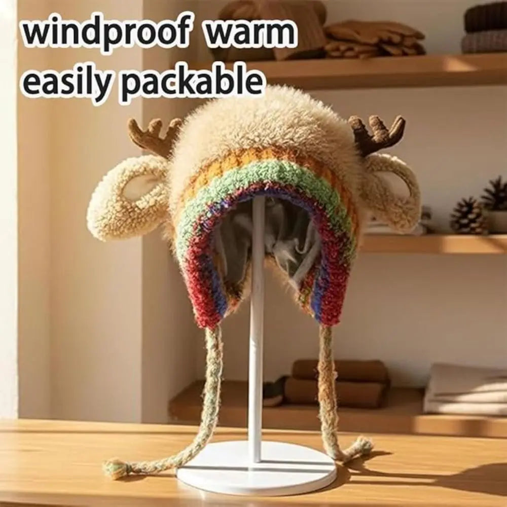 ReindeerCozy™ Windproof Antler Hat 🦌❄️